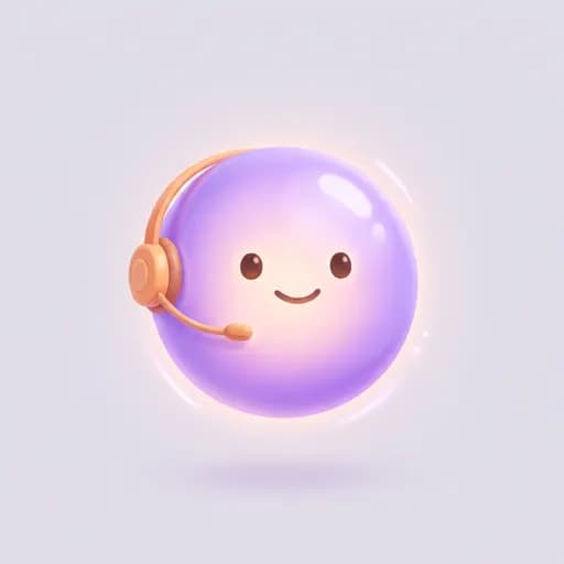 The Jen helper orb mascot wearing a small headset